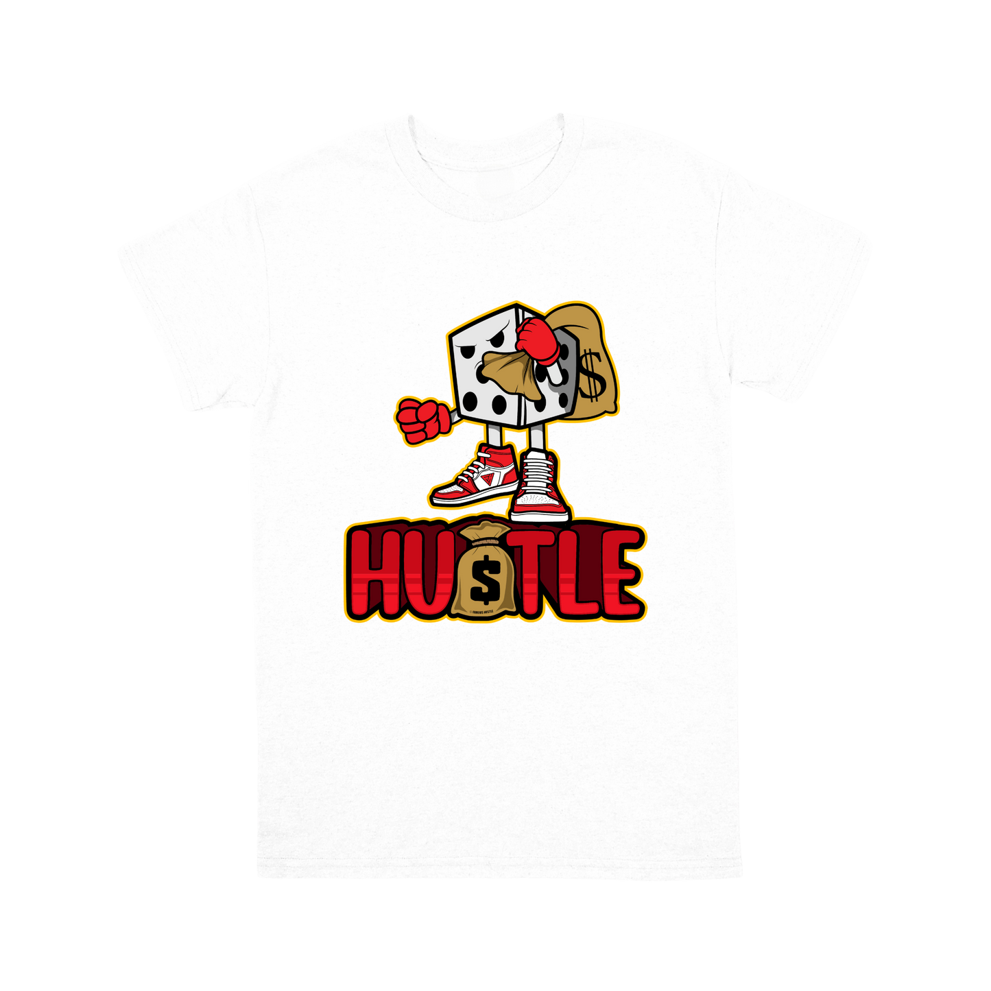 Hustle T-Shirt – Bold Dice & Money Bag Design